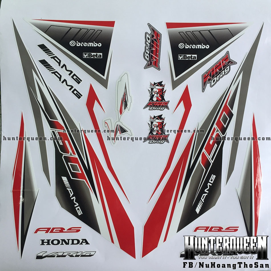Tem rời Vario 2015. AMG, đỏ, xe trắng.Thay đổi màu sắc và chi tiết theo yêu cầu. Sắc nét, bền màu