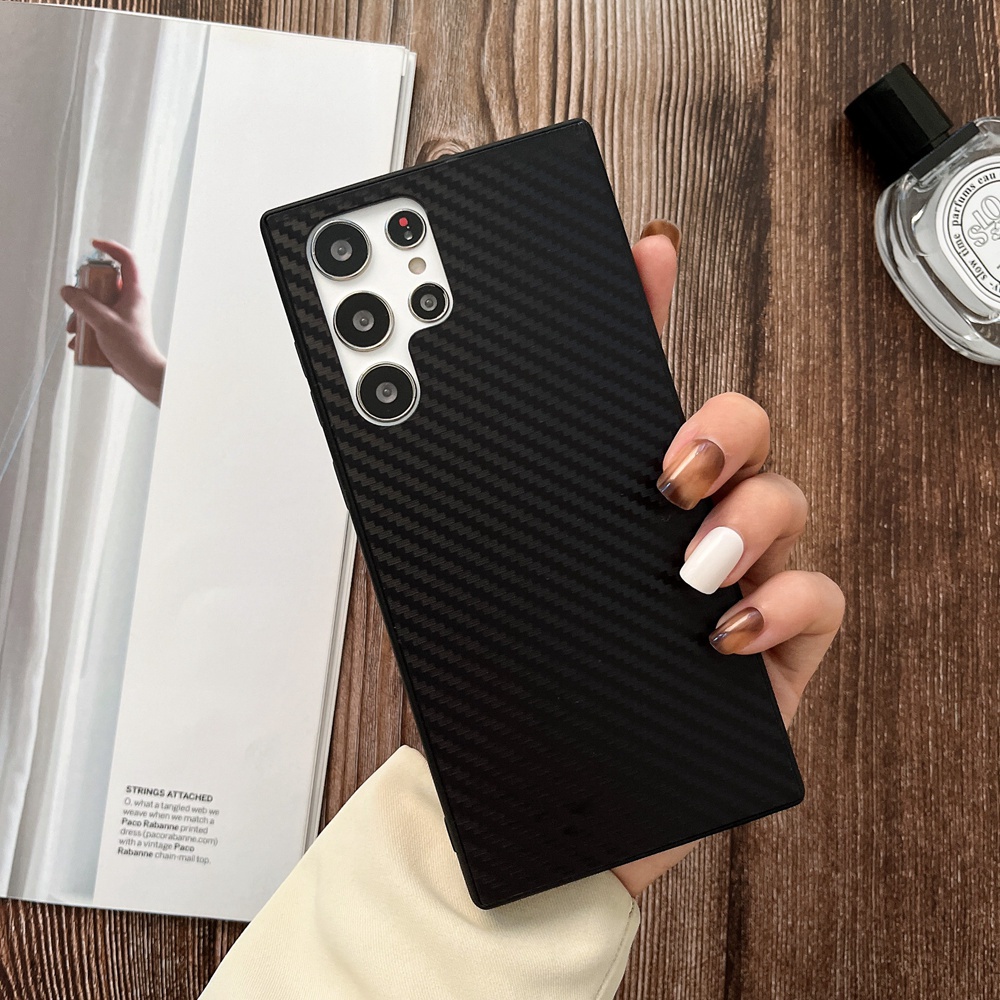 Ốp Điện Thoại Acrylic Họa Tiết Sợi Carbon 2 Trong 1 Chống Sốc Cho Samsung Galaxy S20 S21 S22 + Ultra Note20 Ultra A52 A53