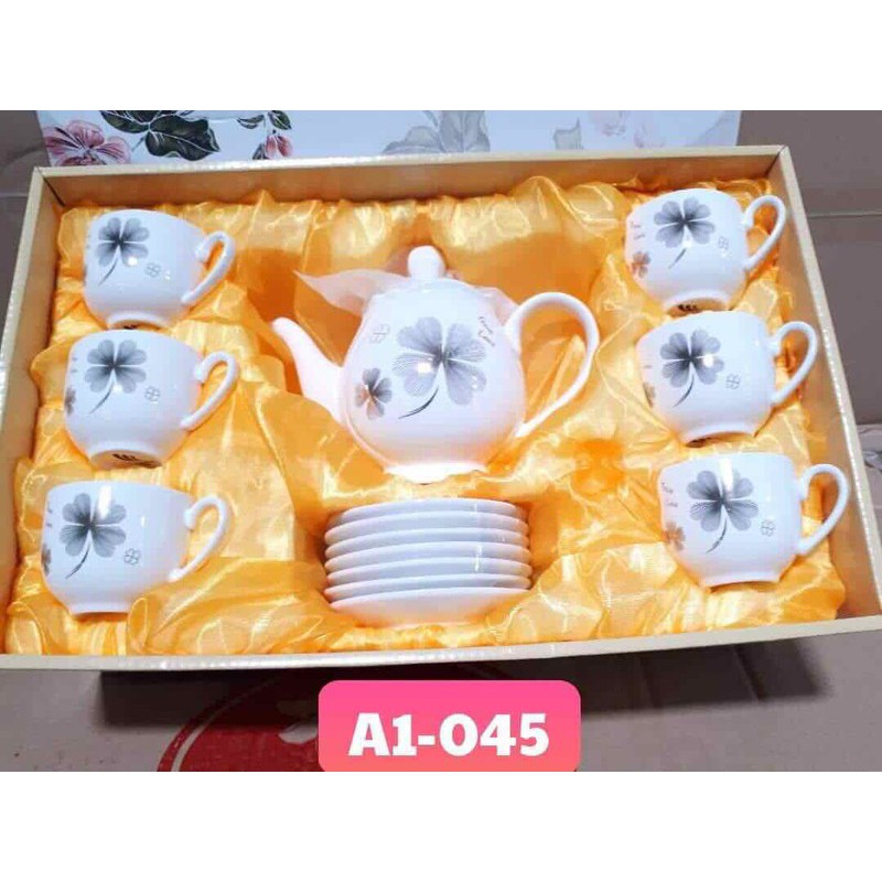 ẤM CHÉN PHA TRÀ SỨ XƯƠNG - 1 ẤM 6 CHÉN 7 TÁCH KÊ