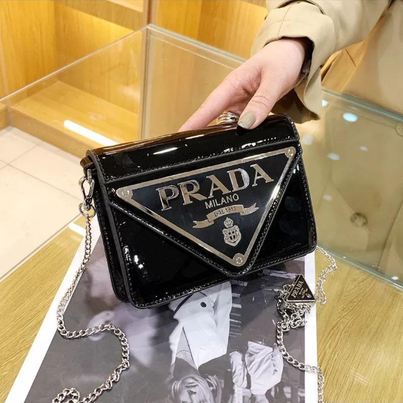 Túi #prada da bóng mini đeo chéo xịn fullbox 19cm