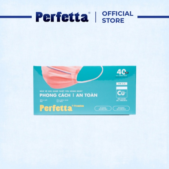 Combo 5 hộp khẩu trang y tế 3 lớp PERFETTA Premium cao cấp hai thanh mũi miệng phủ Nano đồng