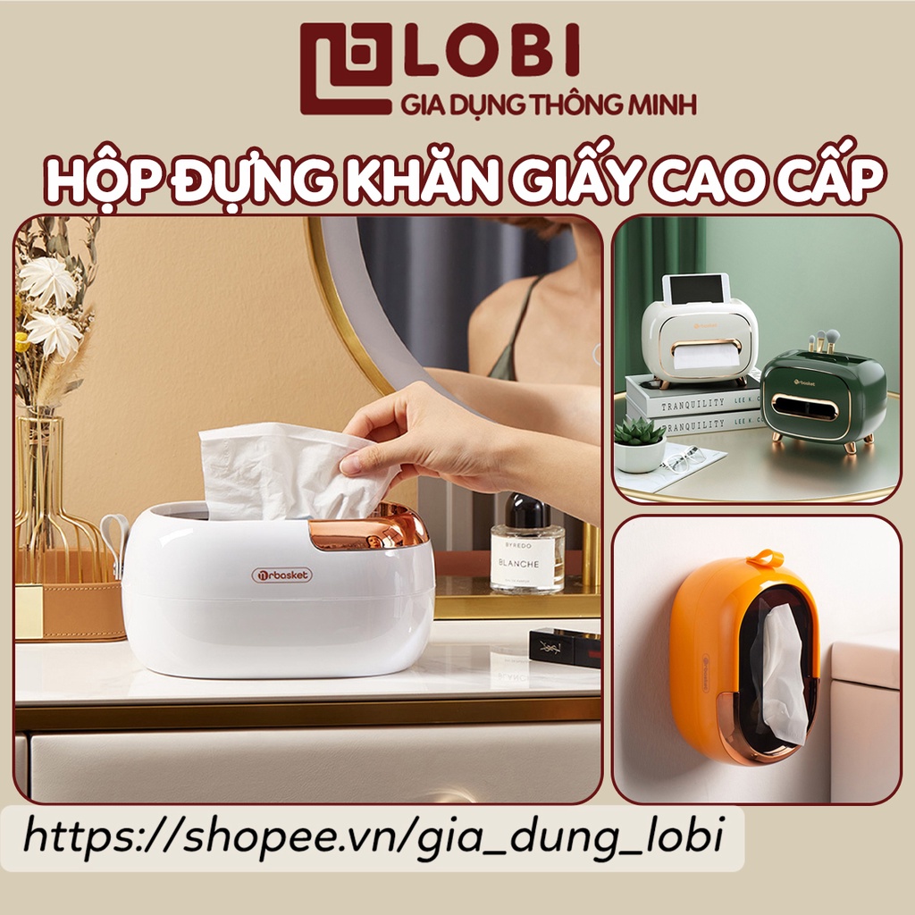 Hộp đựng giấy ăn để bàn Hộp đựng khăn giấy vệ sinh dán tường cao cấp có lò xo đẩy thông minh