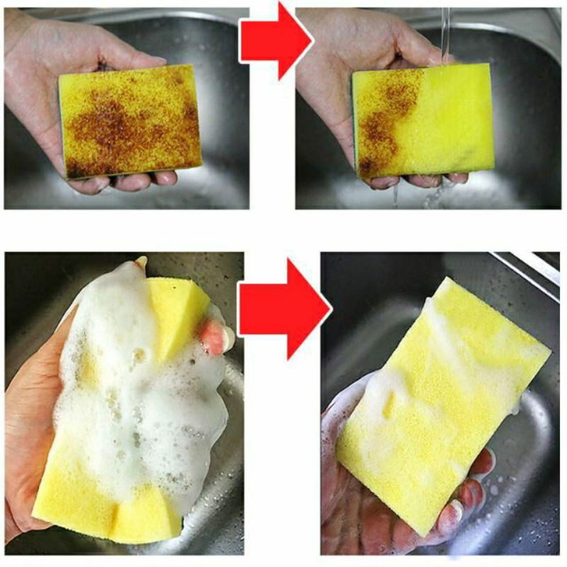 Set 12 miếng mút rửa chén 2 mặt xanh vàng