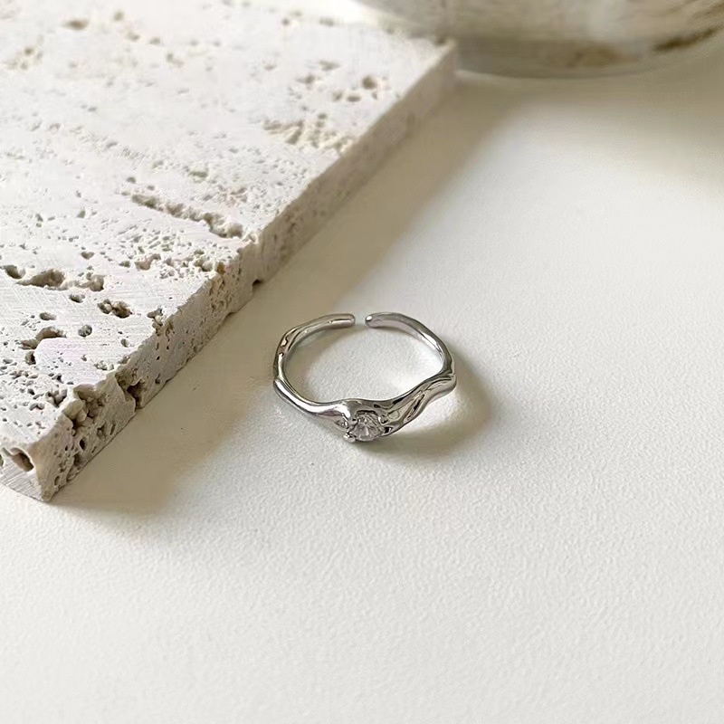Nhẫn Bạc Đính Đá Zircon Phong Cách Thời Trang Hàn Quốc Cho Nữ