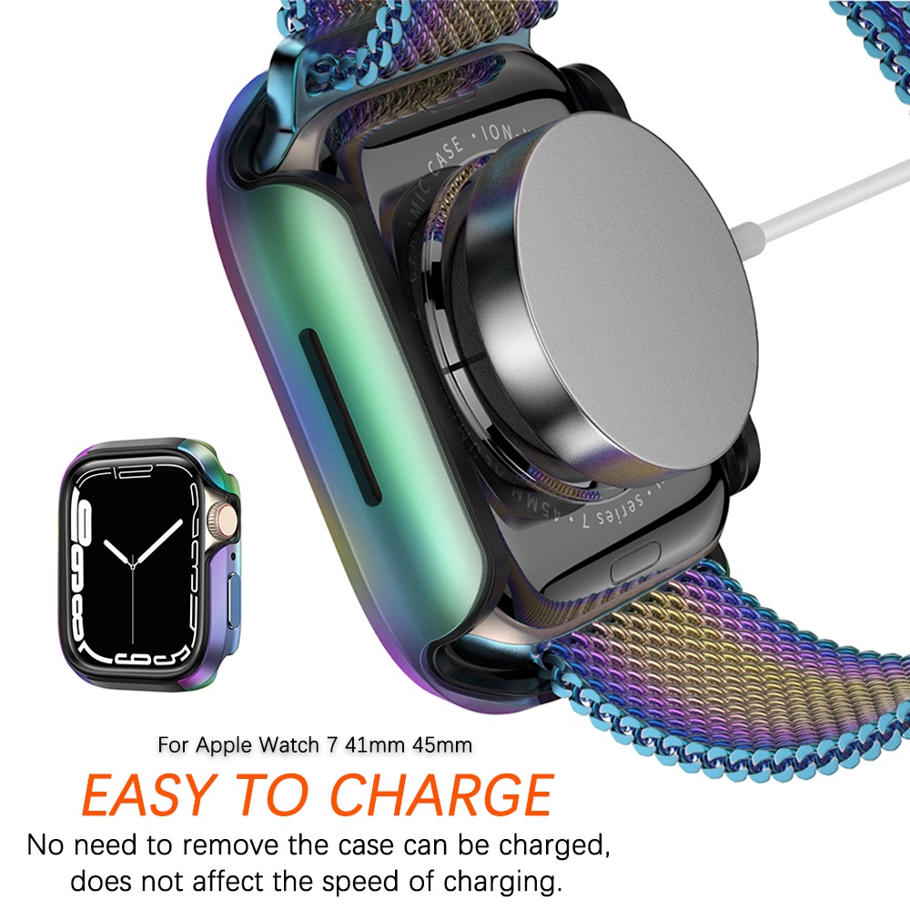 Ninki Ốp Bảo Vệ Viền TPU Bằng Hợp Kim Nhôm Cho Apple Watch Series 8/7 41mm 45mm,Aluminum Alloy + TPU Protector Frame Cover for iWatch 8/7 41mm 45mm Metal Bumper