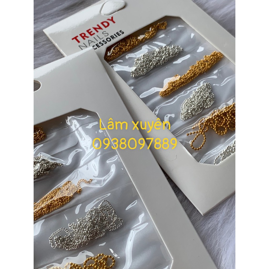 Set dây xích trang trí móngGIÁ RẺ mix 2 màu vàng và bạc, dễ sử dụng, hàng như hình ảnh
