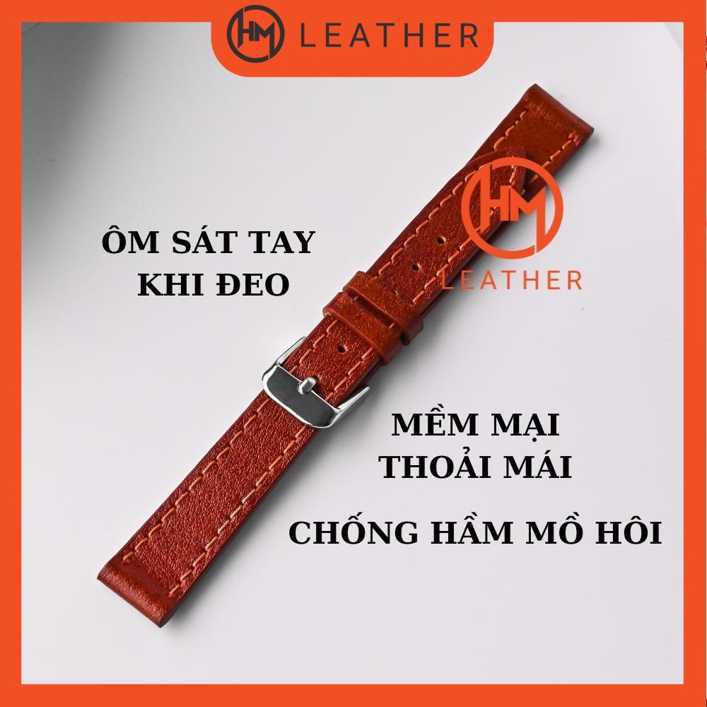 Dây đồng hồ da bò nữ chống thấm nước - Đủ size 12/14/16/18/20/22/24 - Thương hiệu Hima Leather FLEXIBLE