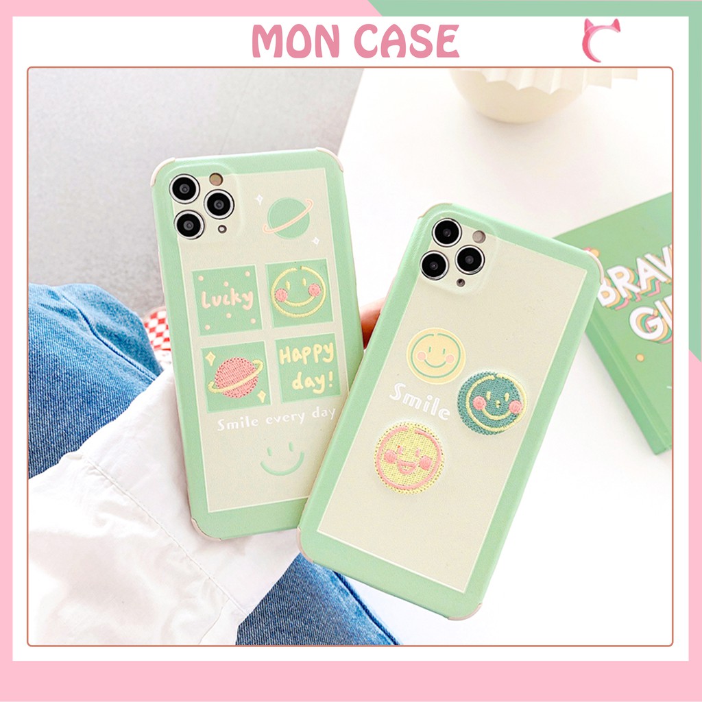 ốp lưng iphone - case iphone Mặt cười xanh thêu 5/6/6plus/6s/6splus/7/7plus/8/8plus/x/xs/11/12/pro/max/plus/promax/Mon