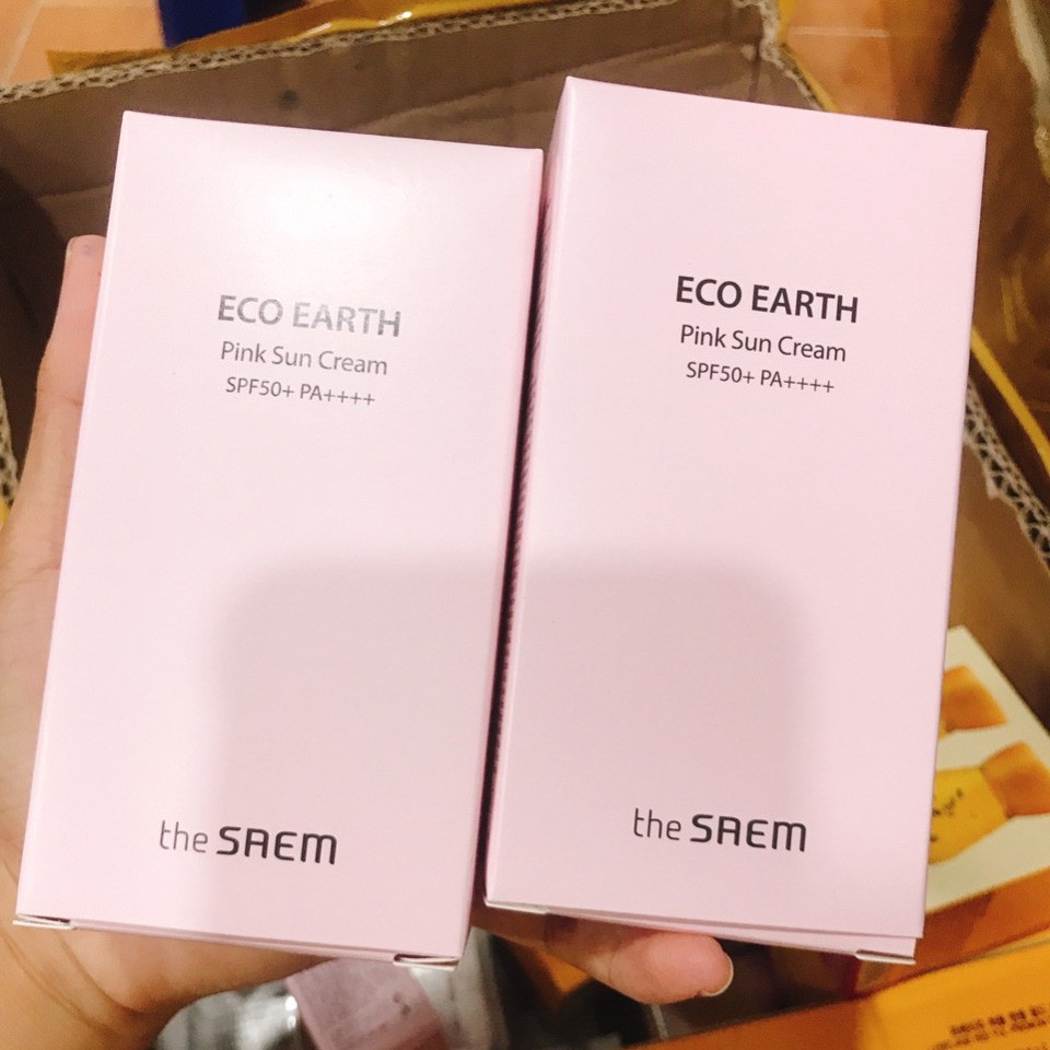 Kem chống nắng The Saem hồng Eco Earth Power Pink Sun Cream mẫu mới Hàn Quốc