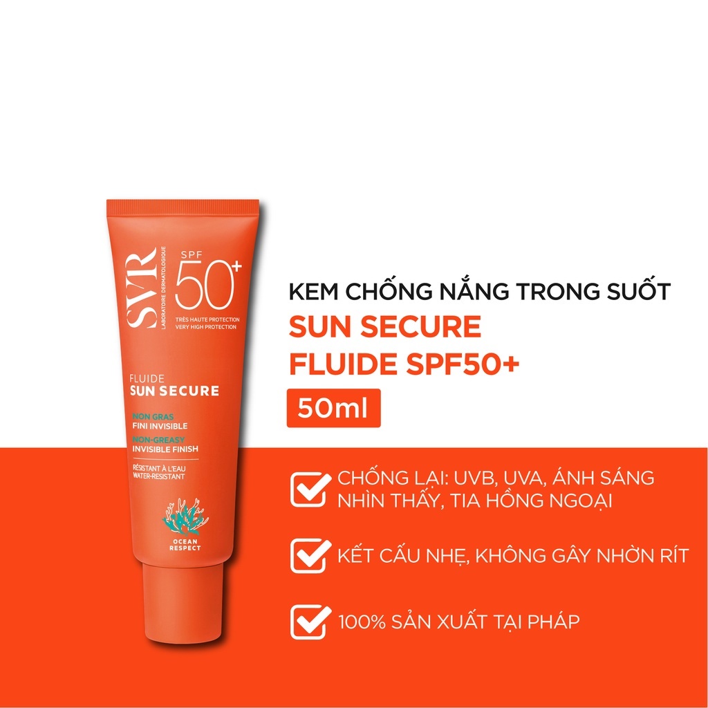 Kem Chống Nắng Trong Suốt Và Không Gây Nhờn Da Svr Sun Secure Fluide Spf50+ 50ml