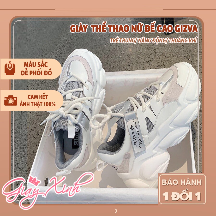 Giày thể thao nữ sneaker siêu hot, giày thể thao GIZVA màu trắng đẹp mã M009