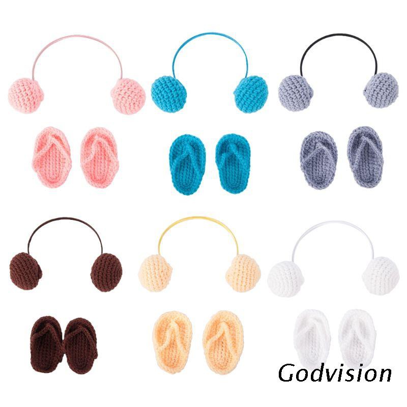 Set 2 Chiếc Dép Len Phụ Kiện Chụp Hình Cho Bé Sơ Sinh