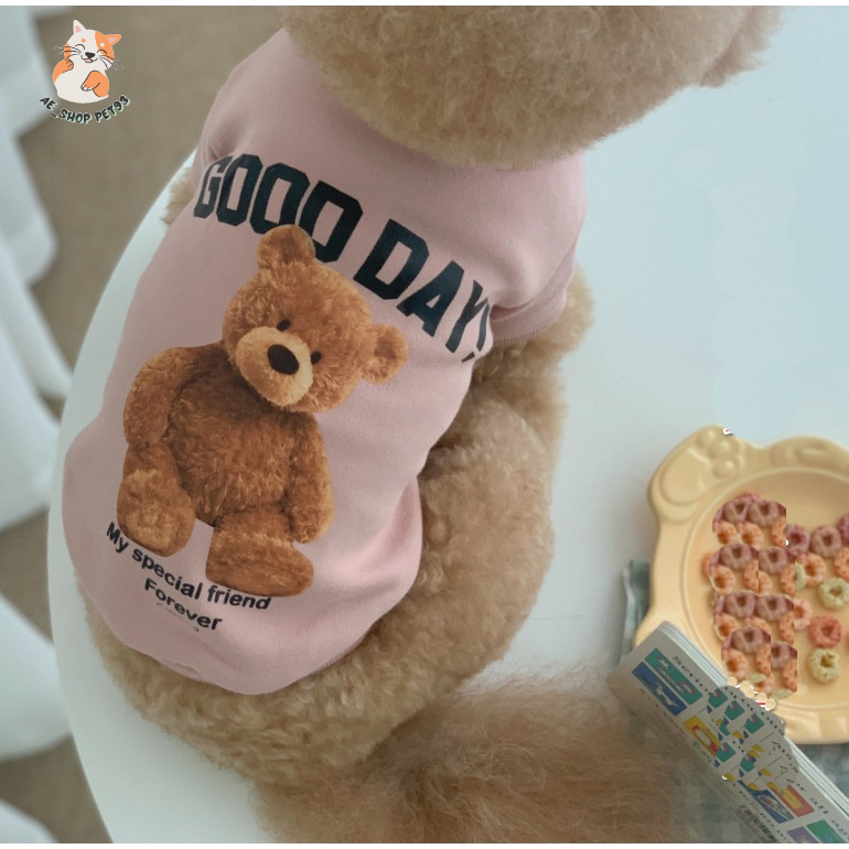 Áo cho chó mèo mùa đông họa tiết gấu bông- áo good day