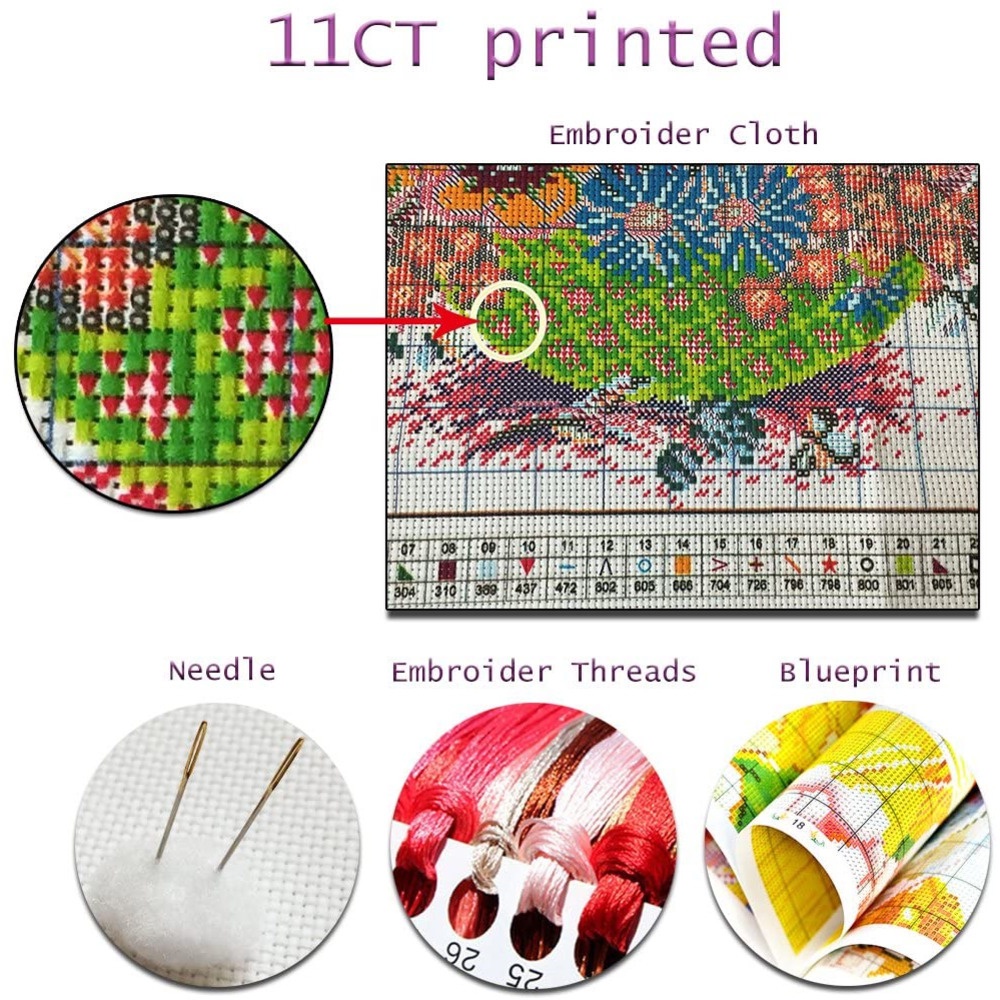 Bộ Tranh Thêu Chữ Thập Tự Làm Hình Hổ Con DIY