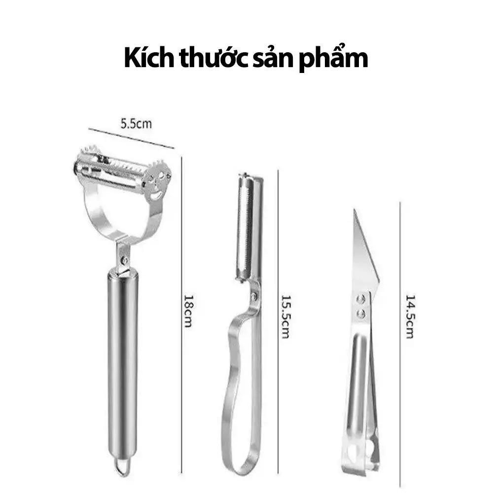 Set 3 món dao inox nạo rau củ quả đa năng - Dao nạo sợi