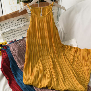  Đầm maxi Sát Nách Xếp Ly Dáng Rộng Phong Cách Hàn Quốc Thời Trang Mùa Hè Cho Nữ Mới 