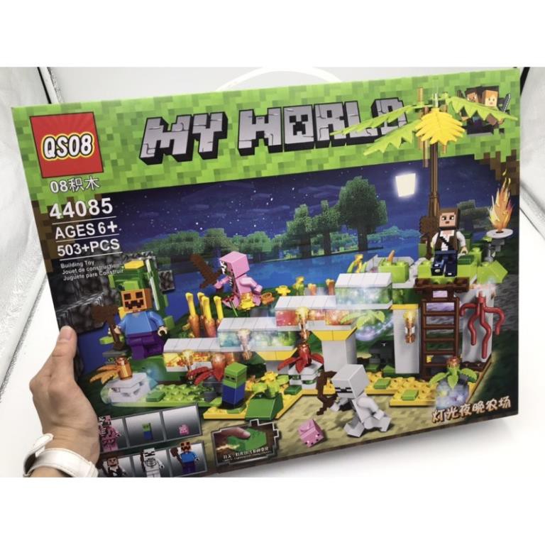 [Khai trương giảm giá] Lego Minecraft - HOT (Có Đèn) Bộ lắp ráp minecraft căn cứ bí mật - 503 miếng
