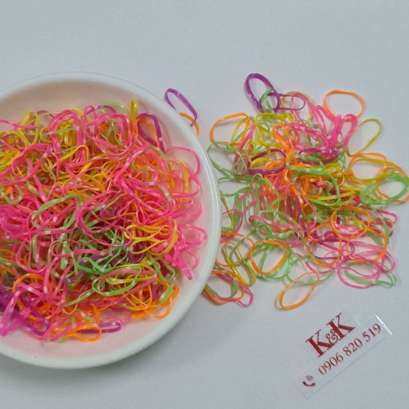 ❧K&K☙ THUN CỘT TÓC DẺO NHIỀU MÀU KÈM BÓP TRONG ĐỰNG