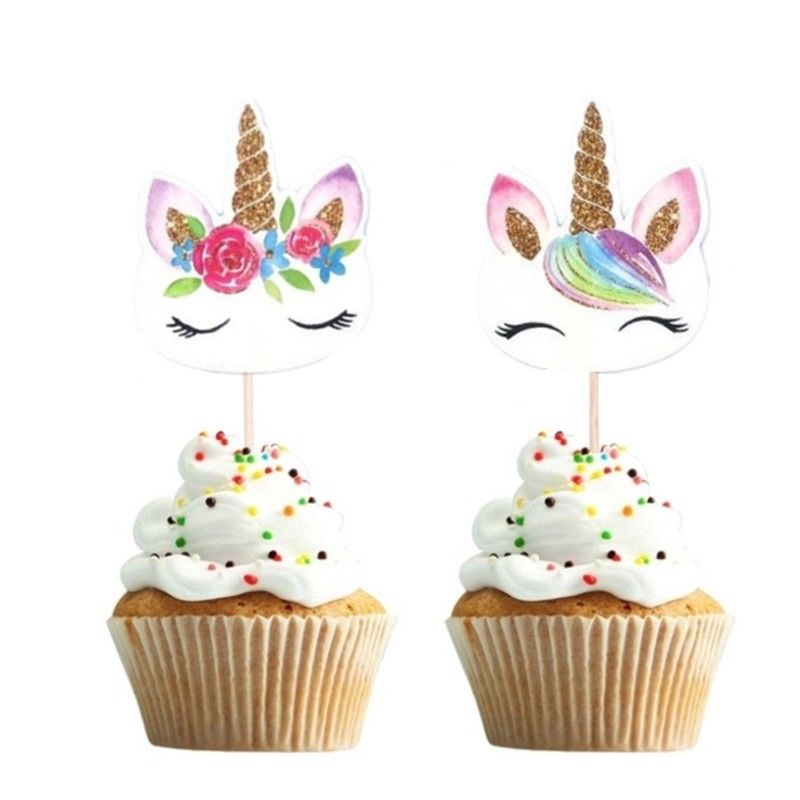 24pcs Topper trang trí bánh cupcake hình kì lân hoạt hình