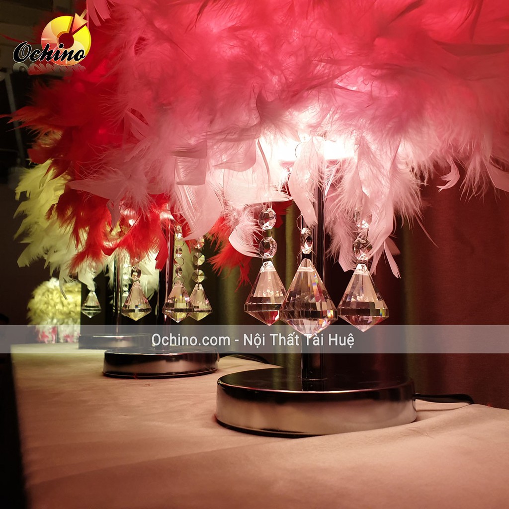 Đèn Lông vũ, Đèn Ngủ Lông Vũ Để Bàn trang trí sang chảnh (Đủ Màu)