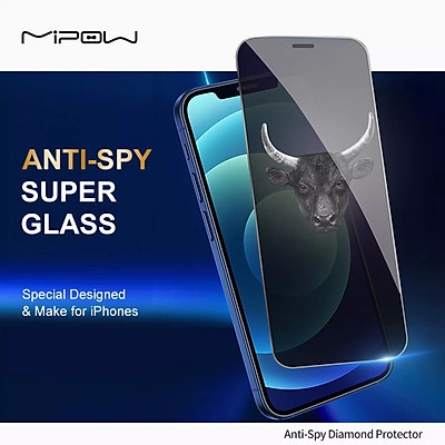 Miếng Dán Kính Cường Lực CHỐNG NHÌN TRỘM MIPOW KINGBULL PREMIUM HD ANTI-SPY dành cho iPhone 13 / 13 Pro / 13 Pro Max.