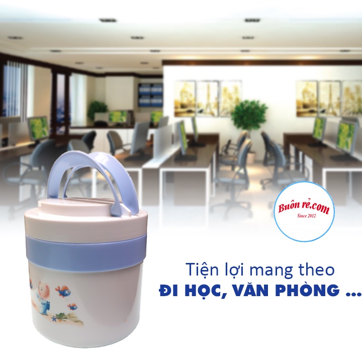 Cặp lồng đựng cơm, cháo Việt Nhật 2 ngăn - Hộp cơm giữ nhiệt dung tích 1350ml 01414 Buonre