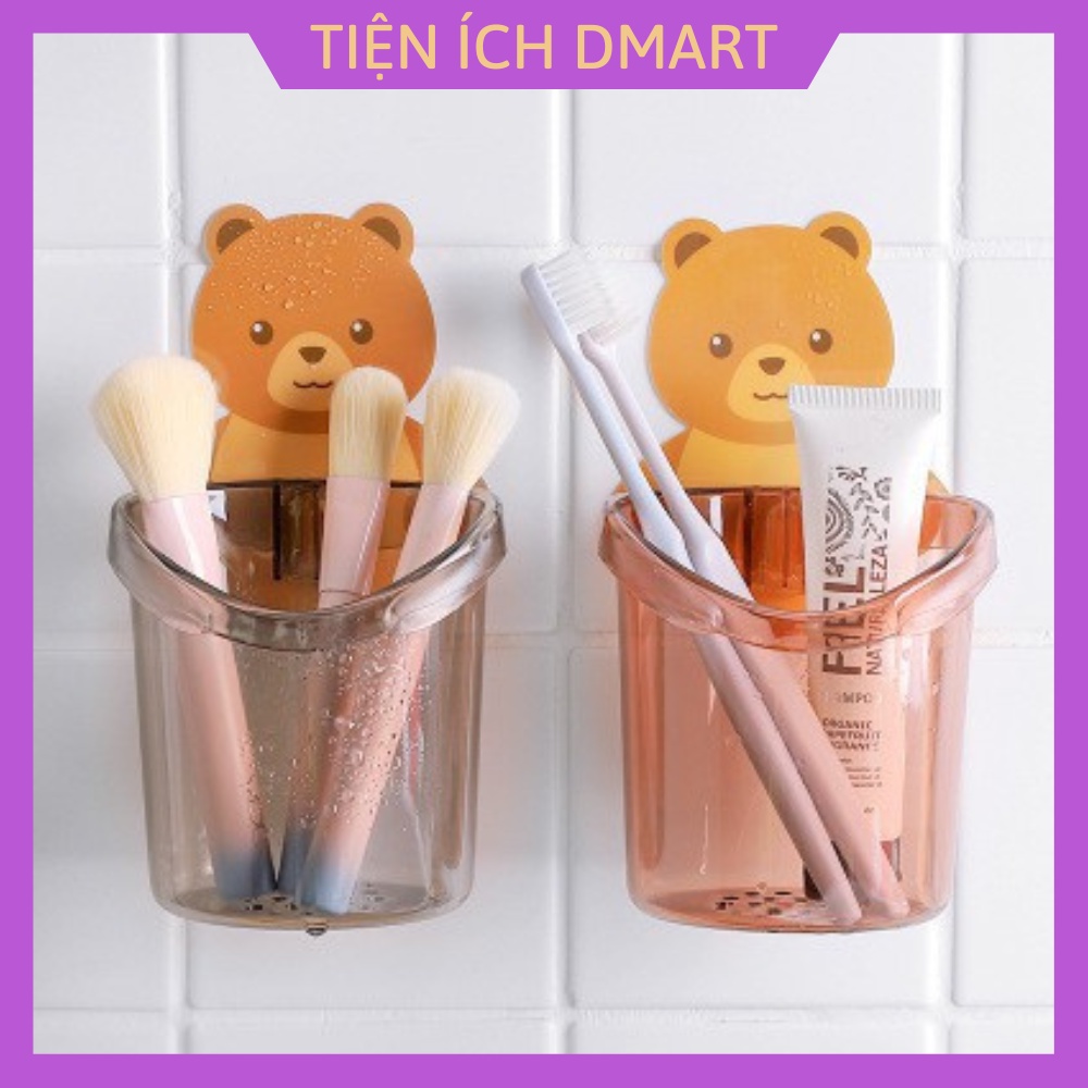 cốc gấu dán tường có lỗ thoát nước đựng bàn chải , đựng đồ nhà tắm tiện lợi