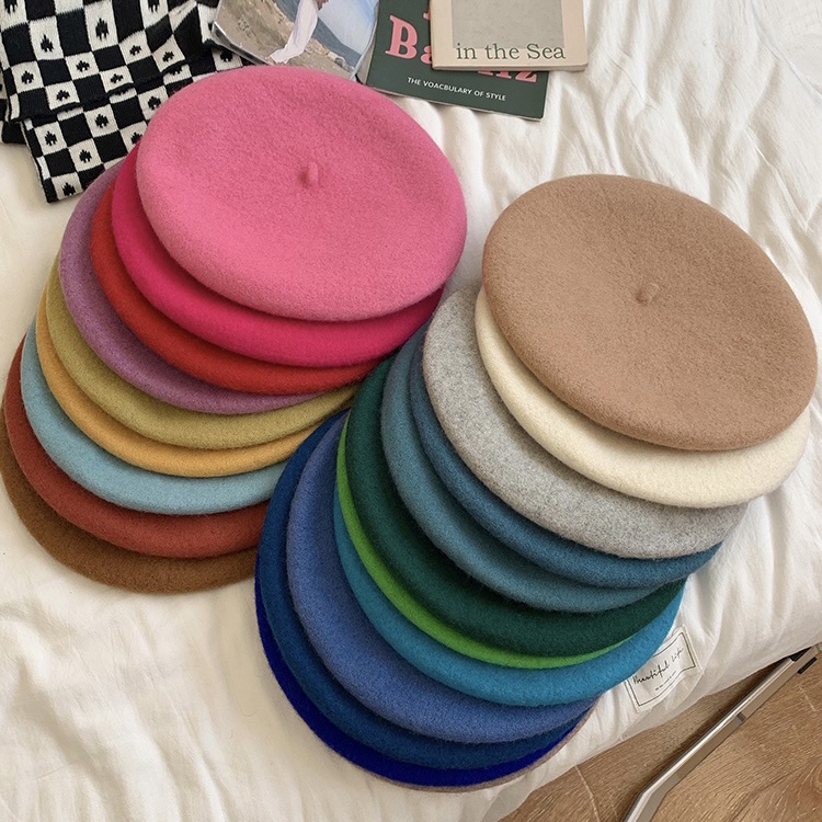 Mũ nồi MG STUDIO vải len 24 màu lựa chọn phong cách cơ bản đơn giản