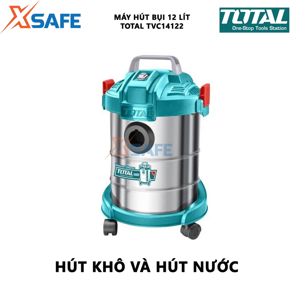 Máy hút bụi Total TVC14122 Máy hút bụi cầm tay Công suất 800W, bình chứa bụi 12 lít, lưu lượng khí 1,7 m³/phút