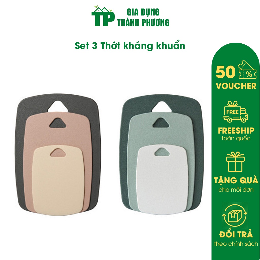 Thớt kháng khuẩn Hàn.Quốc 3 cỡ tiện dụng - chống trơn chống xước - bộ 3 thớt