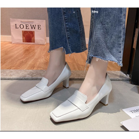 Giày loafer gót vuông ( 7cm)- sẵn đen 37