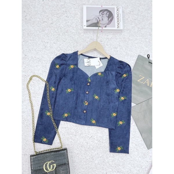 Áo Nhung điểm hoa