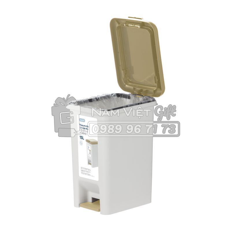 Thùng rác đạp chữ nhật Hiro inochi 15L - 20L - 30L (Loại kèm ruột)