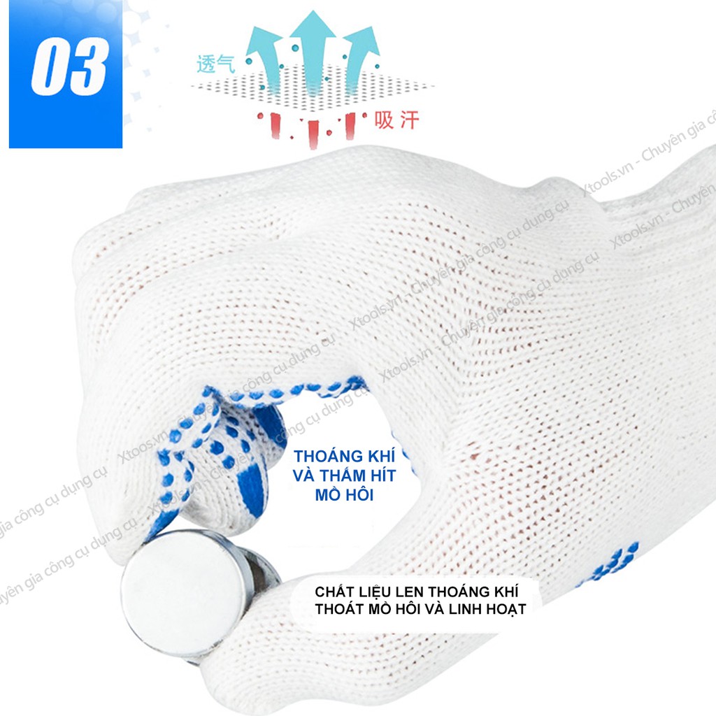 Găng tay bảo hộ lao động phủ hạt nhựa 70g bao tay bảo hộ chống trơn trượt, thao tác linh hoạt, thoáng khí, độ bền cao