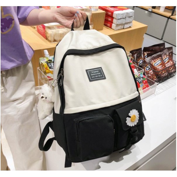 Ba lô chất dù hoa cúc pha mầu siêu đáng yêu đành cho nữ B030