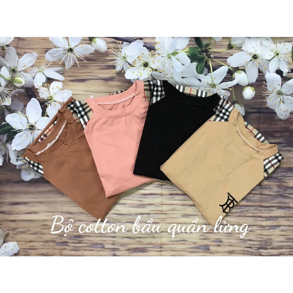 Đồ Bộ Bầu❤️Đồ Bộ Sau Sinh Tiện Lợi Thời Trang - Mẫu Đùi kẻ pha - Chất Cotton Đẹp