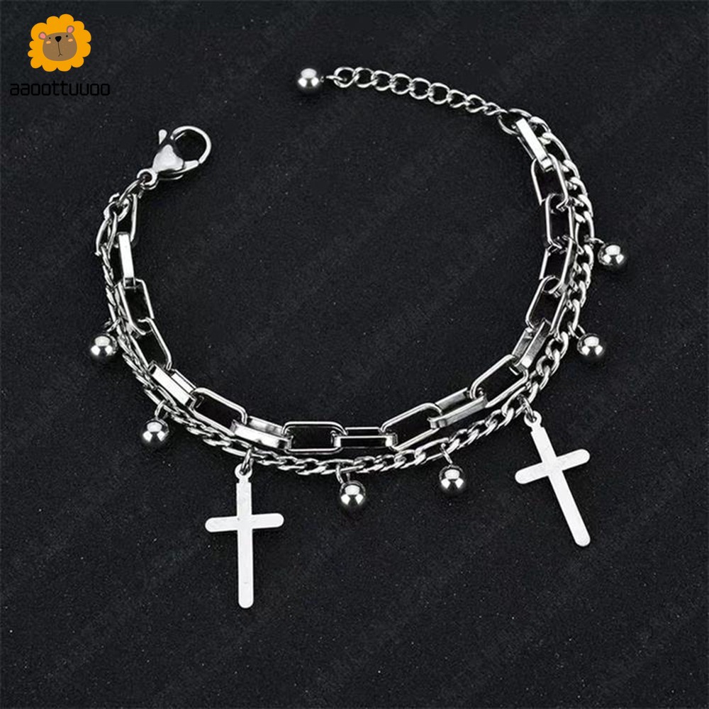 Vòng Đeo Tay Lớp Phối Mặt Thánh Giá Thời Trang Cho Nữ