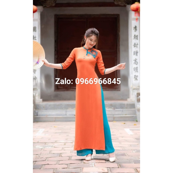Áo dài trơn kết hoa