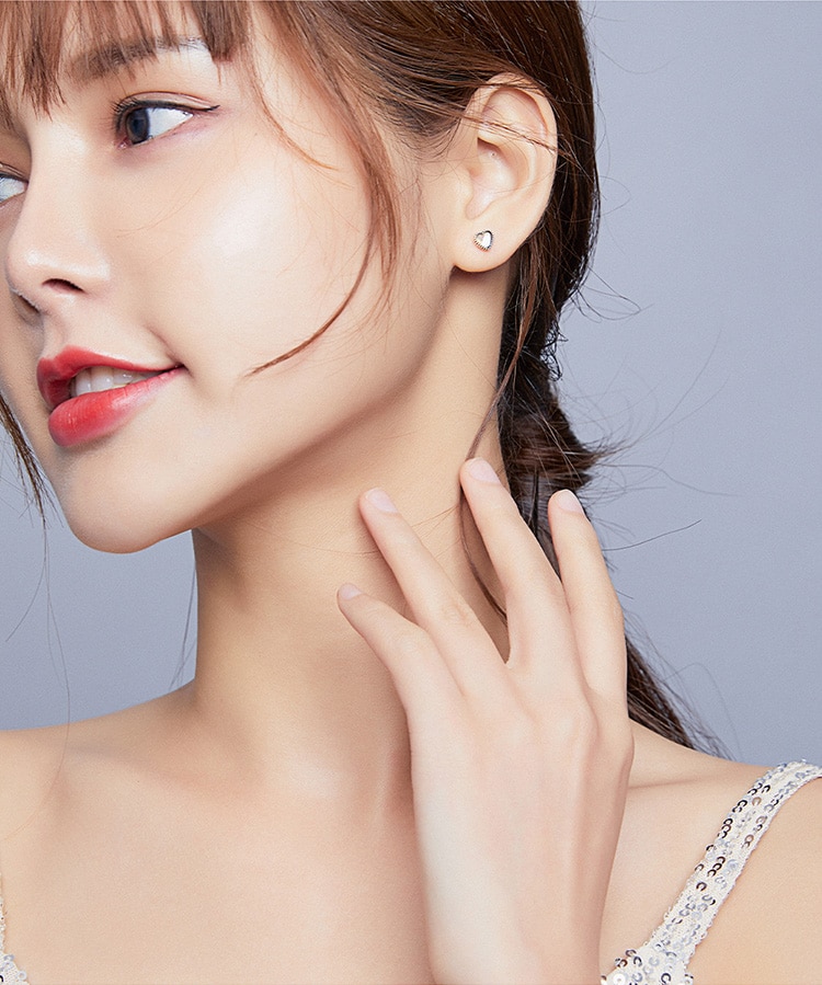 Khuyên Tai Bamoer SCE929 Bằng Bạc Sterling 925 Cao Cấp Hình Trái Tim Cho Nữ