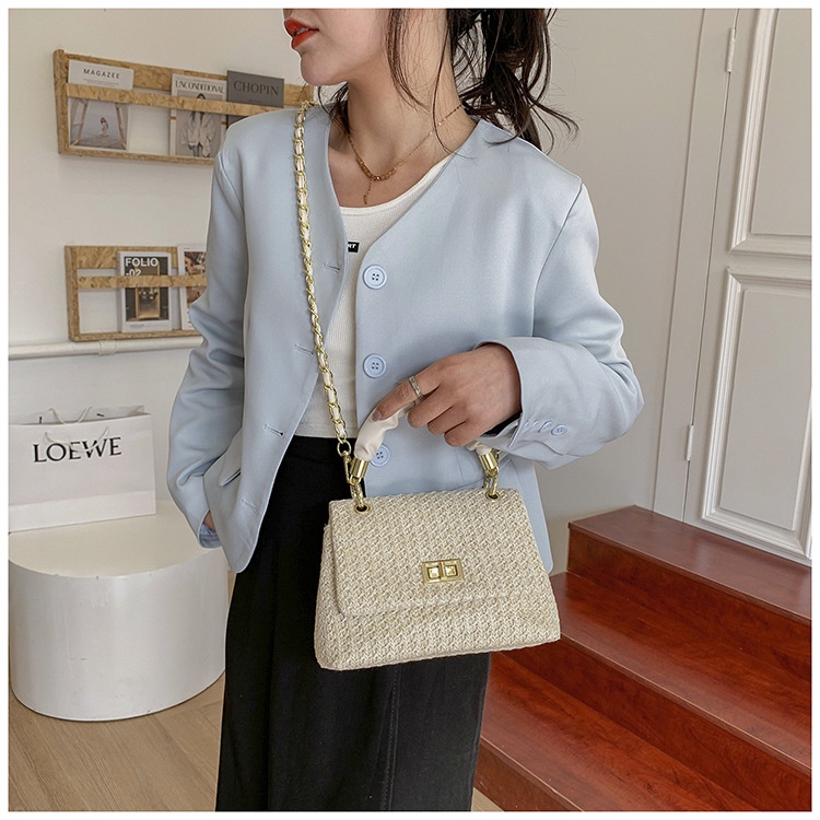 Túi ví Poly Pleat quai da xếp ly - khóa xoay - phong cách hàn quốc