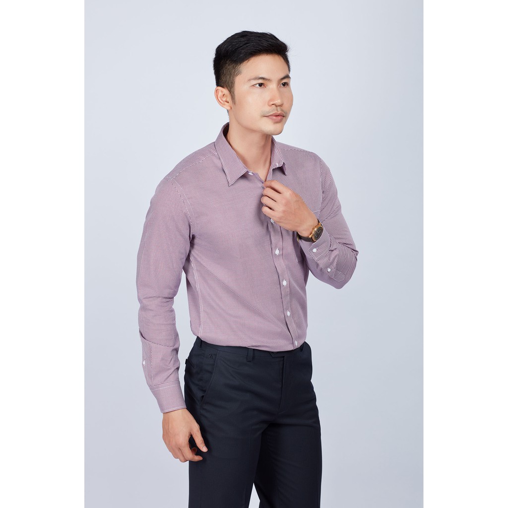 Áo sơ mi nam mattana Slim fit hương thơm dài tay nâu đỏ hoa văn MAM15190011705113