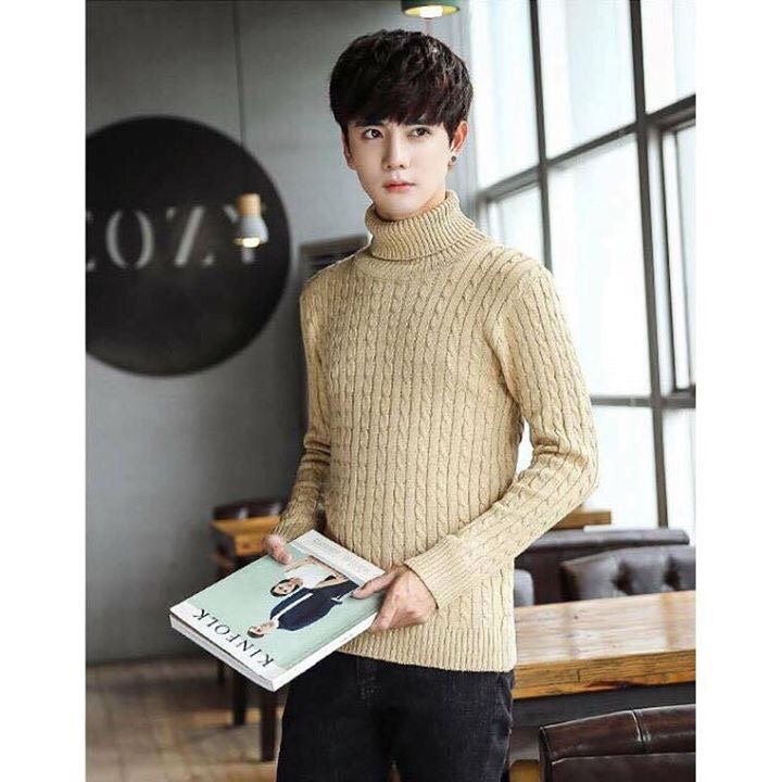 Áo len nam cổ lọ màu ghi tối chất liệu len thừng dày dặn dáng ôm nhẹ phù hợp cho cả nam và nữ hoặc làm áo đôi