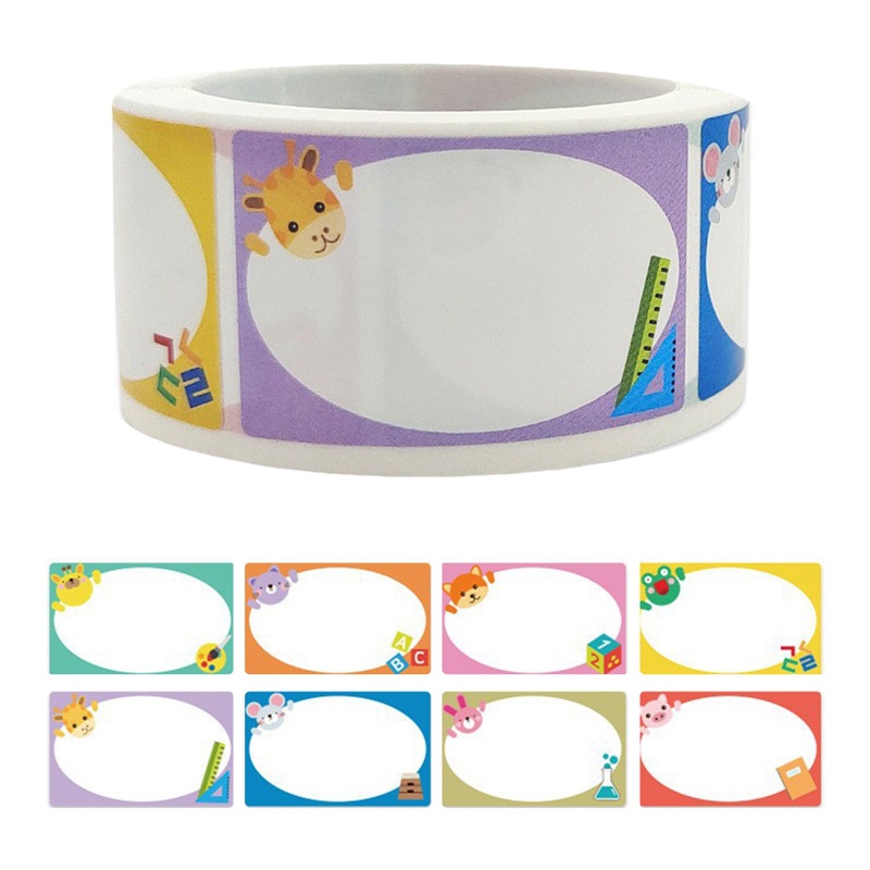 Cuộn 250 Miếng Dán Ghi Tên Tự Dính Họa Tiết Hoạt Hình Dễ Thương Cho Học Sinh Mẫu Giáo