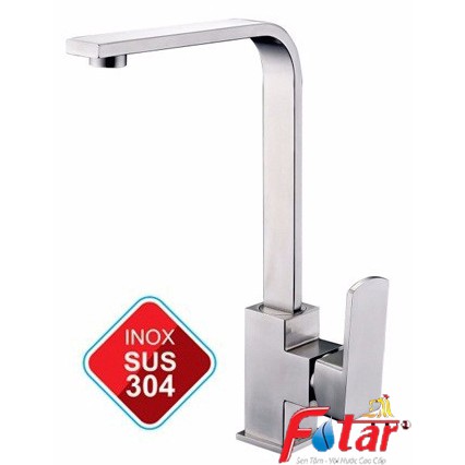 (Gía sỉ)Vòi Rửa Chén Bát Nóng Lạnh 100% INOX 304 chống han gỉ N4003 FOTAR Quay được 2 hộc chậu vòi Chén Vuông dẹt