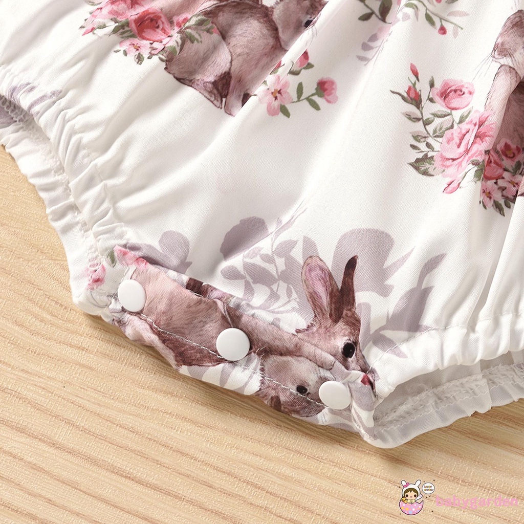 Áo Liền Quần Cổ Tròn Không Tay In Hoa Cho Bé Gái