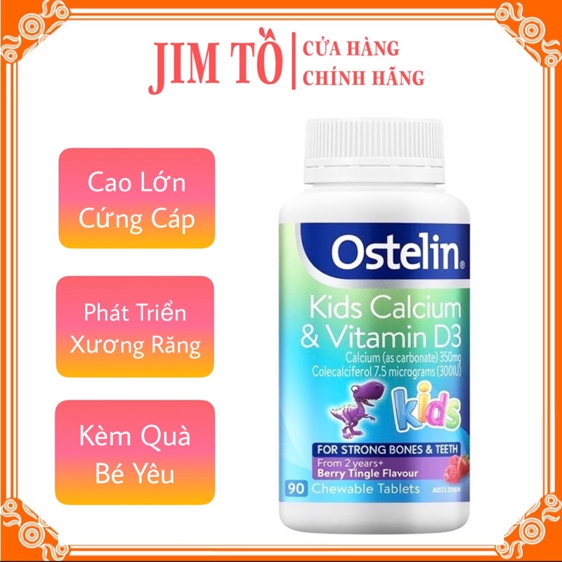 [100% Hàng Auth] Canxi Khủng Long Ostelin Úc 90 viên cho bé từ 2 tuổi - Xuất xứ Úc