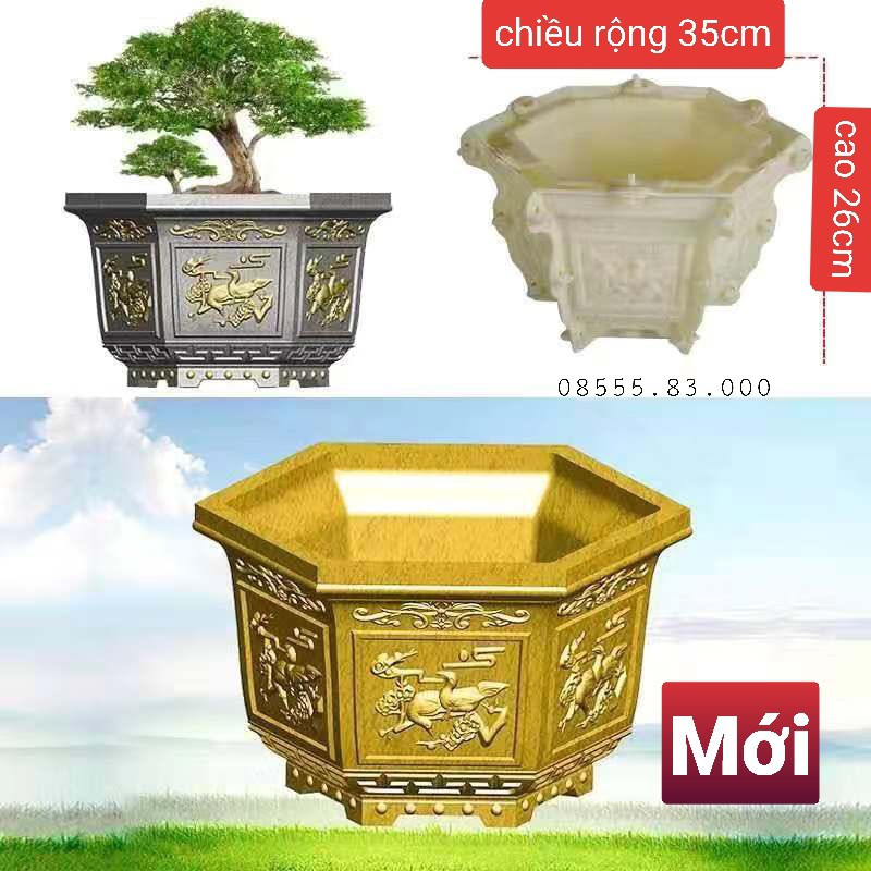 khuôn đúc chậu cảnh lục giác 35 (khuôn chậu ABS có lòng trong)