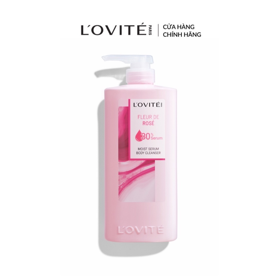 Sữa Tắm Dưỡng Ẩm Chứa Serum Dưỡng Da Mặt L’Ovité Hương Rose Ngọt Ngào 700ml