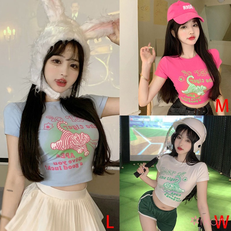 Áo Thun Cổ Tròn In Họa Tiết Hoạt Hình Xinh Xắn Dành Cho Nữ