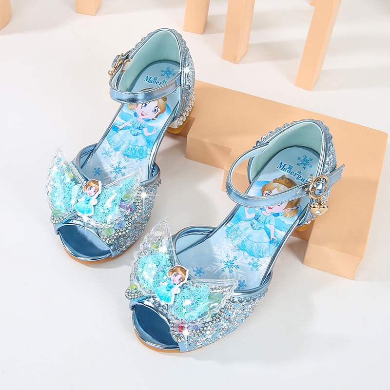 Giày công chúa cao gót cho bé gái 3-10 tuổi họa tiết Elsa mới đáng yêu xinh xắn